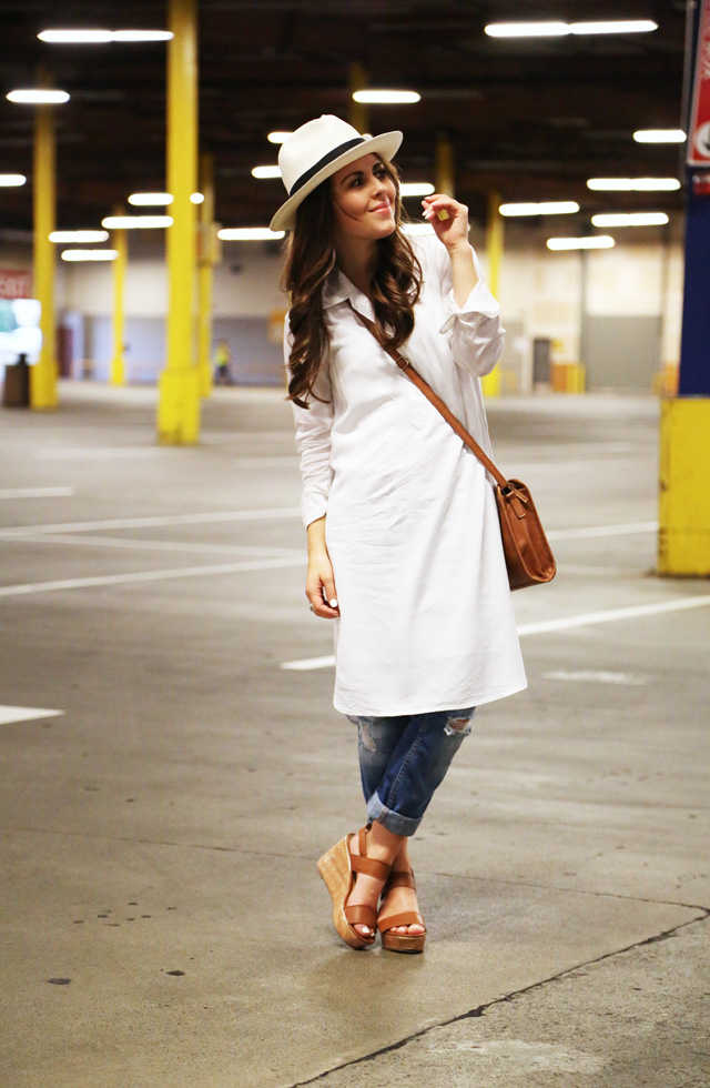 white dress with jeans