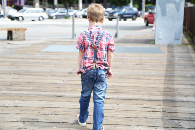 little man in suspenders