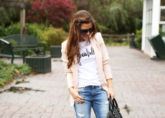 graphic tee and a blazer