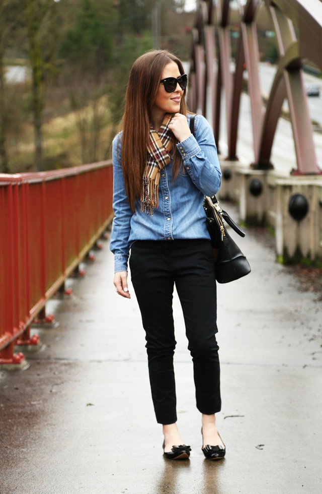 nothing wrong with a simple denim shirt and black pants | Style, Outfit  inspirations, Fashion