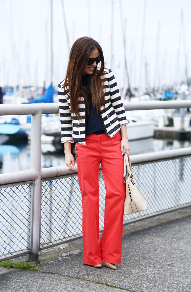 wide leg pants and stripes