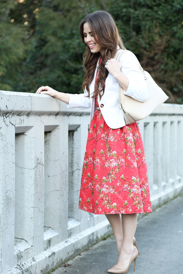 fit and flare dress with a white floral