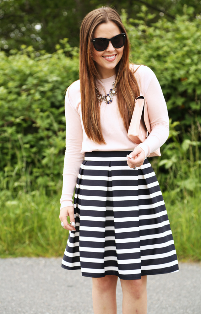 perfect pleated and striped skirt