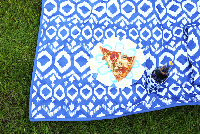 pizza on a blanket