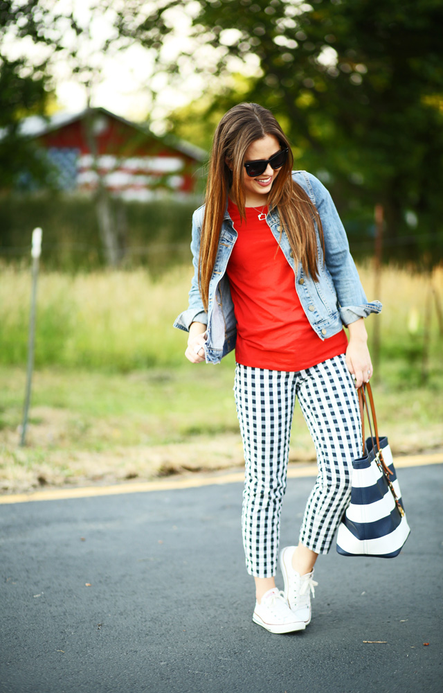 gingham and red