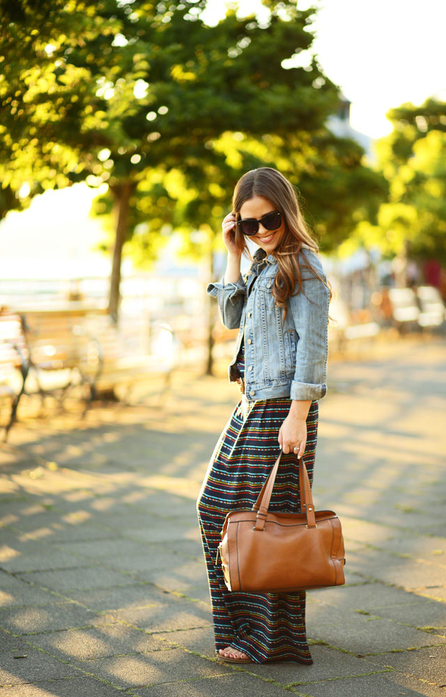 jean jacket and maxi dress - dress cori lynn