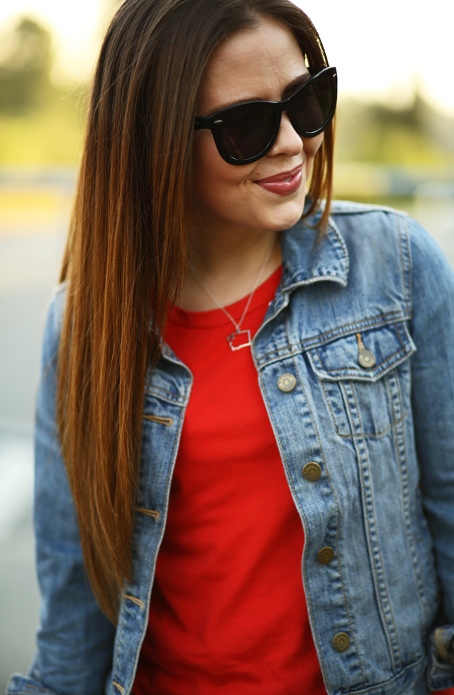 red and denim