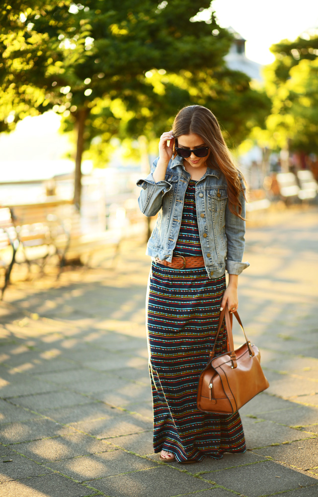 summer maxi and a jean jacket