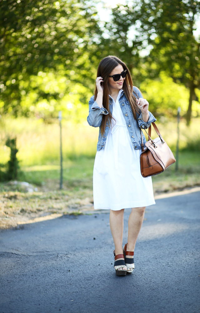 white dress and summer wedges