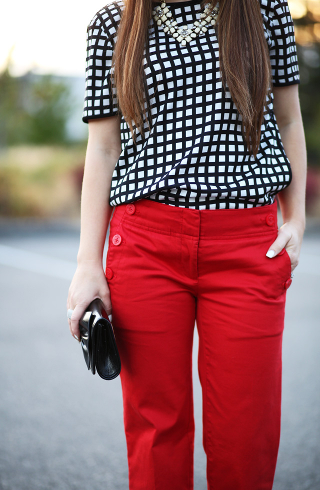 red pants details
