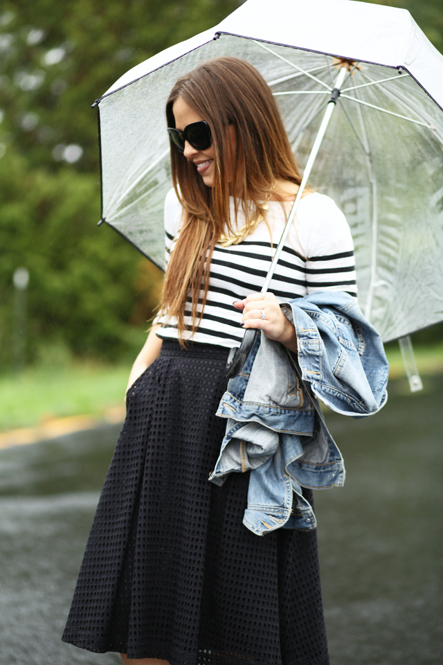 black and white stripes in the rain