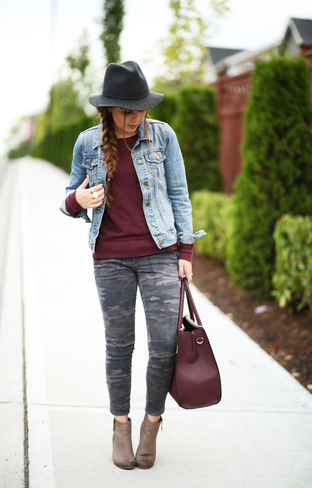 fall layered outfit marsala and gray