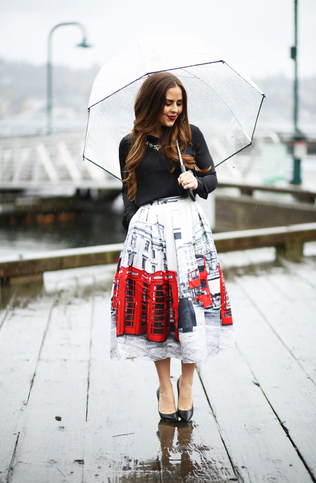 london skirt chicwish tea length with black blouse - dress cori lynn