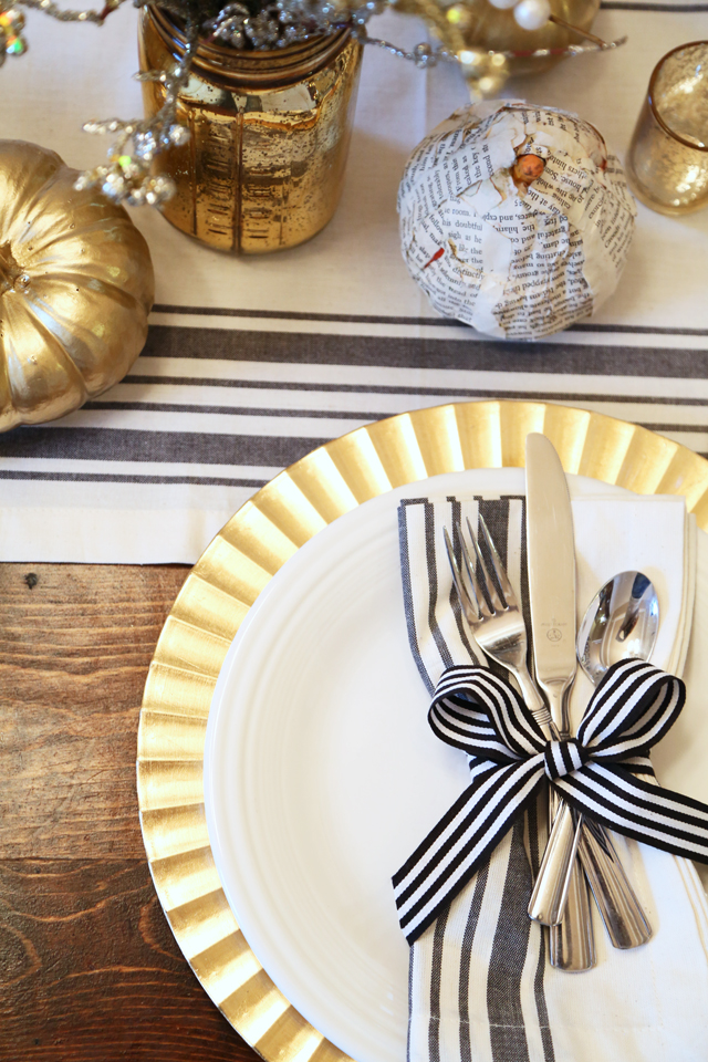 all set: black and gold thanksgiving table. - dress cori lynn
