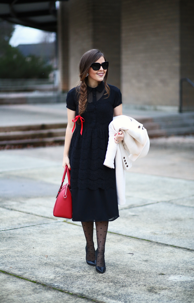 black lace holiday dress
