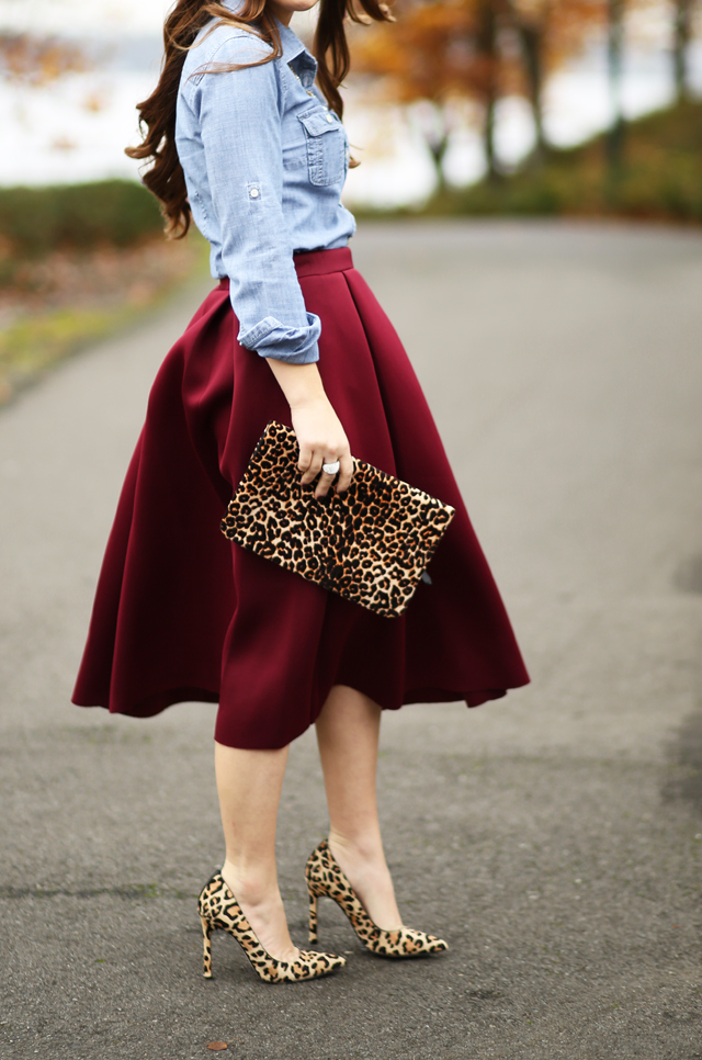 burgundy and leopard