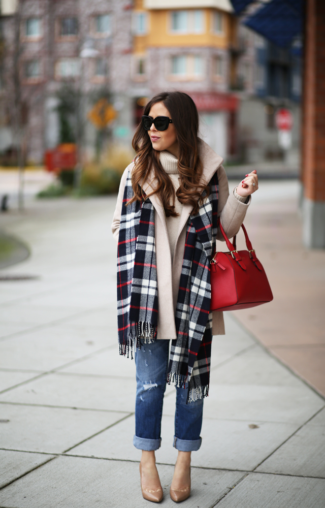 neutral with a blanket scarf