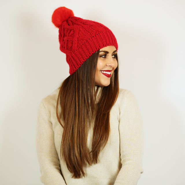 red pom beanie