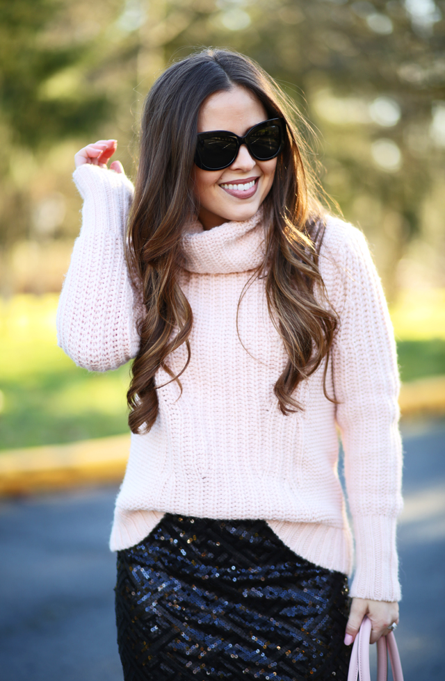 blush chunky turtleneck sweater