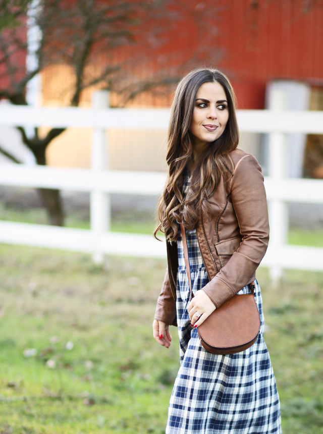 cognac and navy plaid