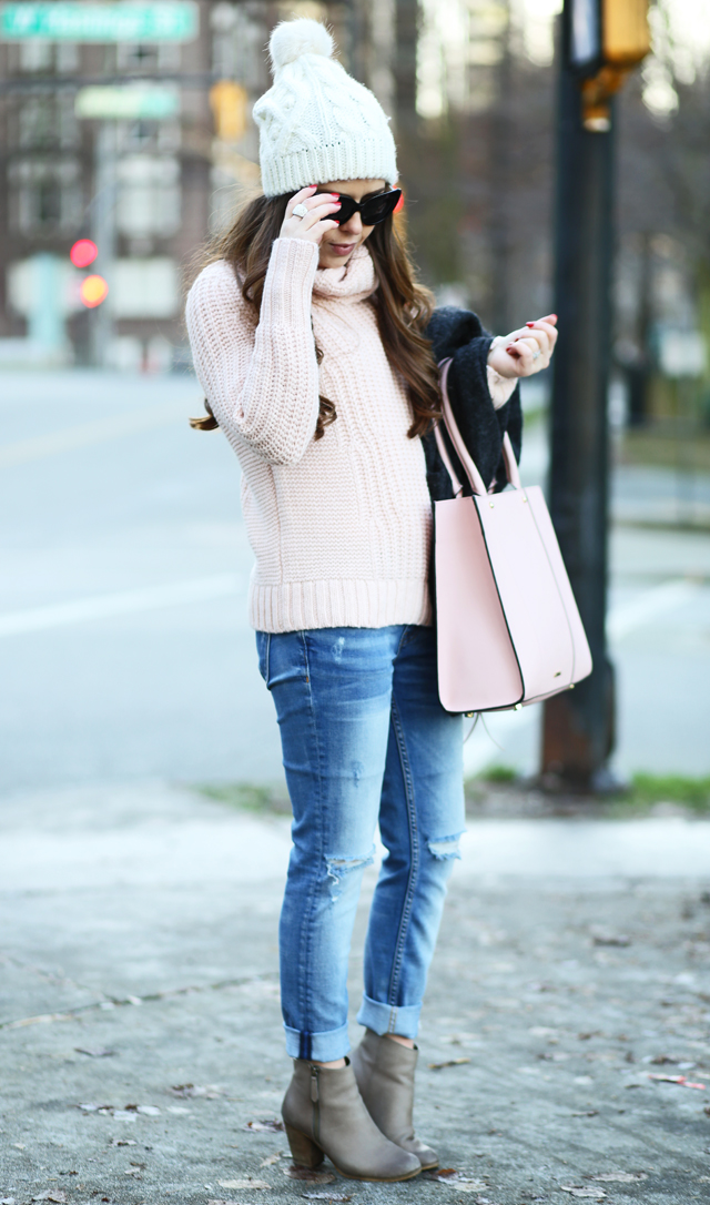 pink winter outfit
