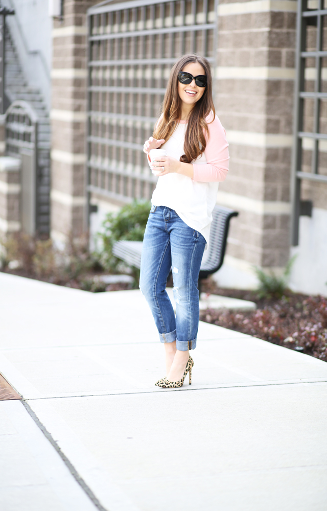 baseball tee with leopard pumps