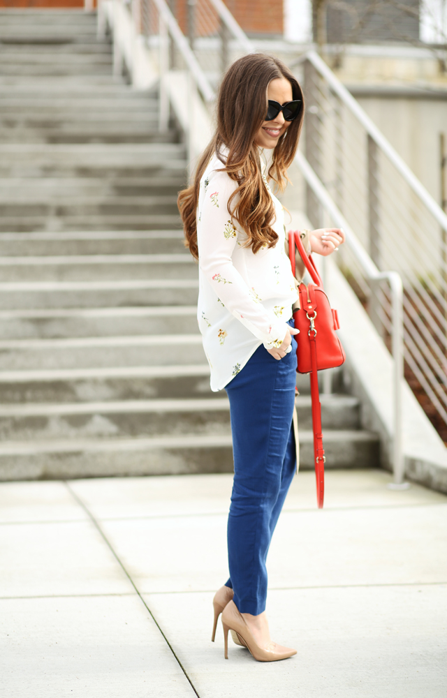 linen pants floral blouse