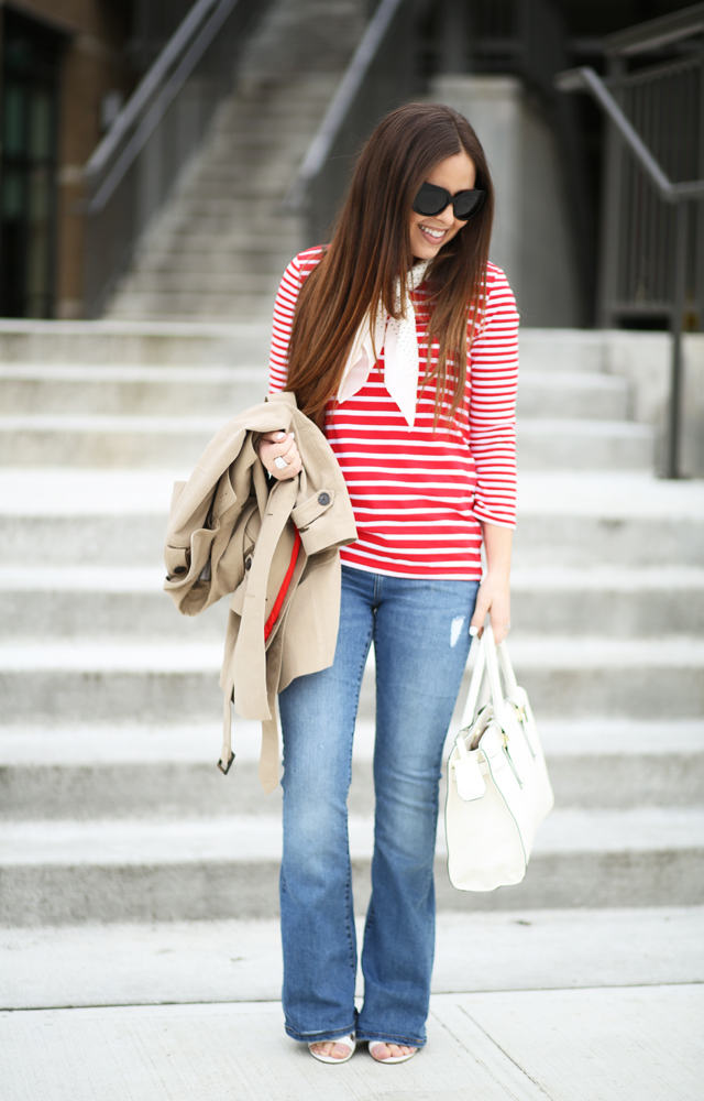 flared jeans and red stripes