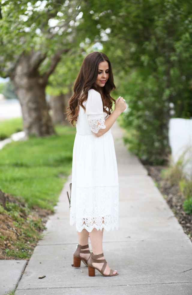lace dress with neutral accents