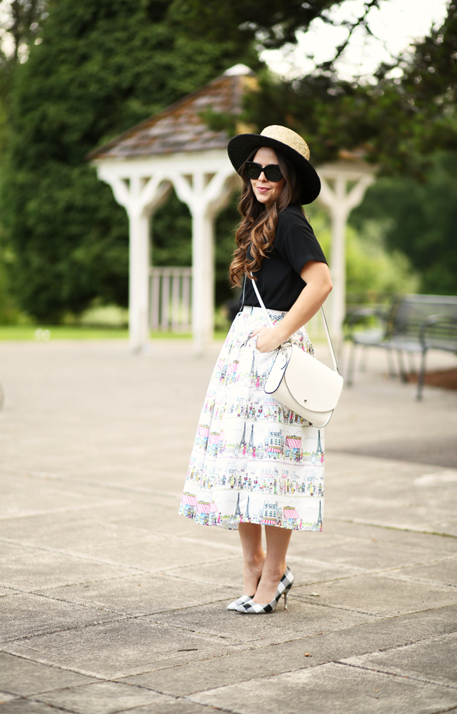 chicwish paris skirt with gingham shoes