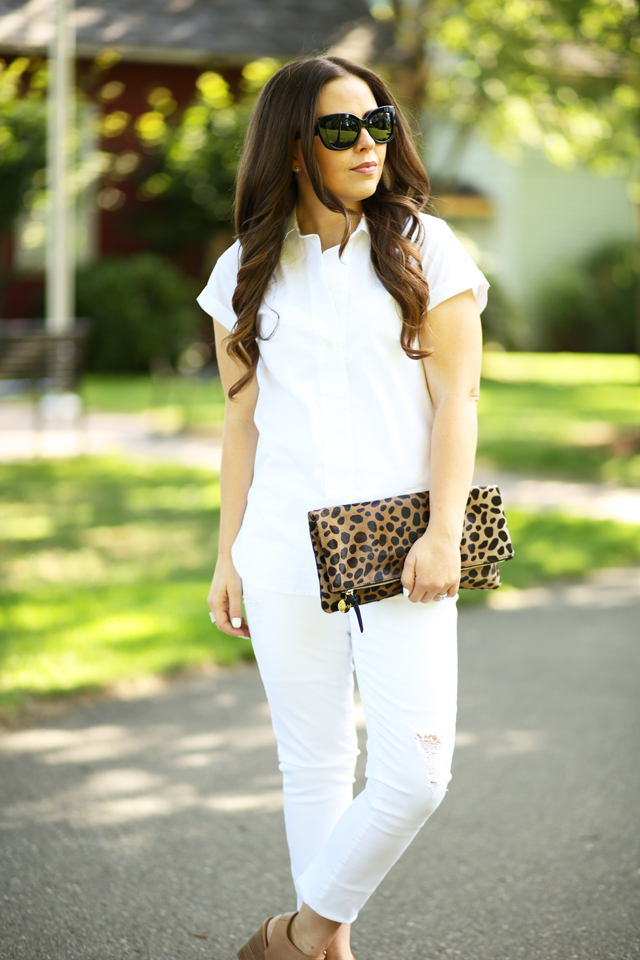 white and white with nude heels and leopard