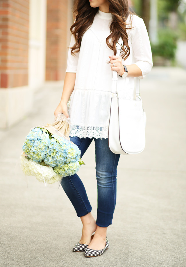 lovely lace tunic with gingham flats