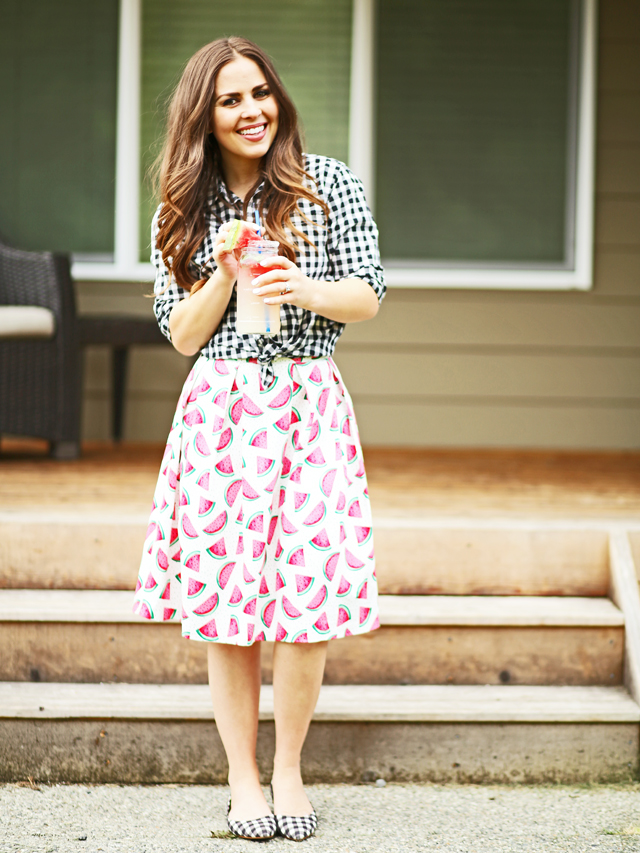 watermelon skirt with gingham