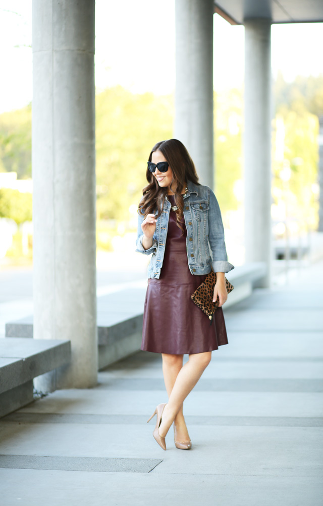 bordeaux leather dress