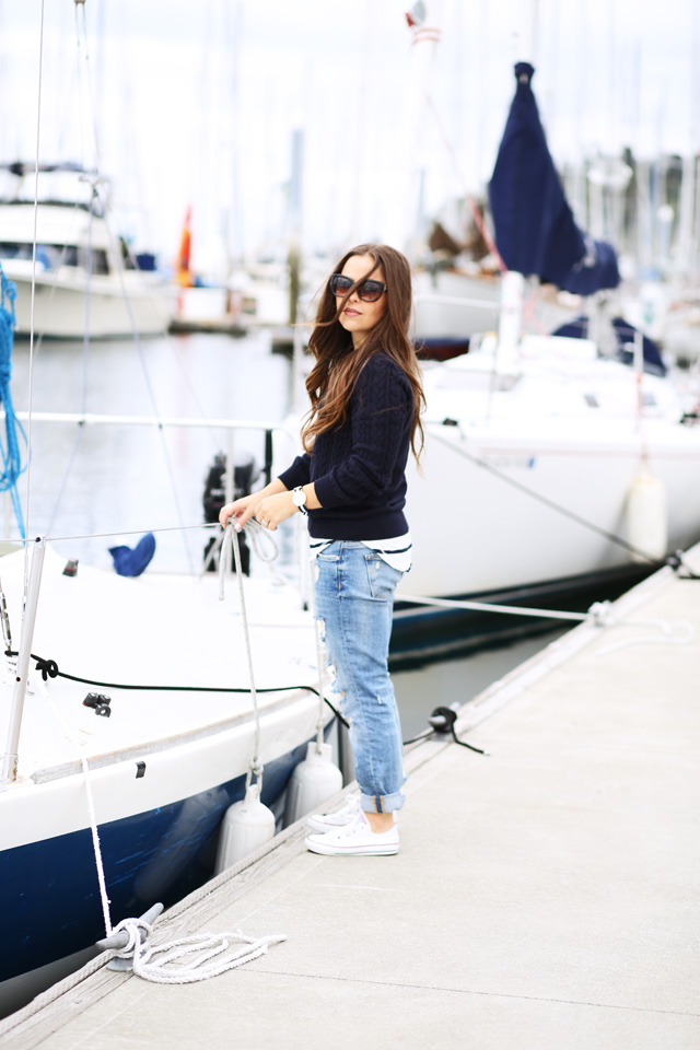 jeans and sweater for sailing