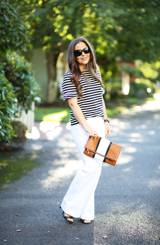 stripes and white pants
