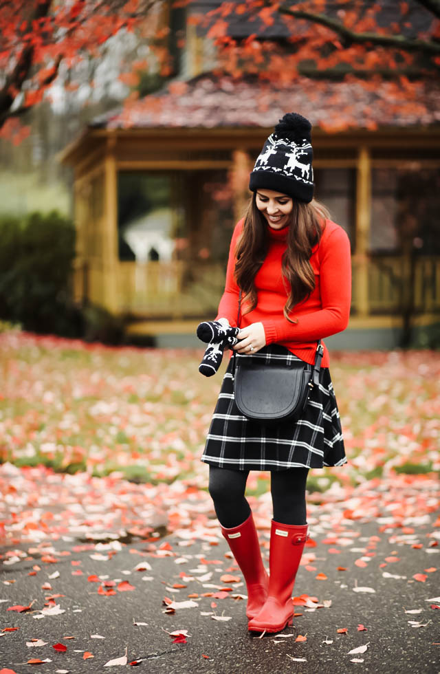 red-sweater-plaid-skirt-faire-isle-hat-2