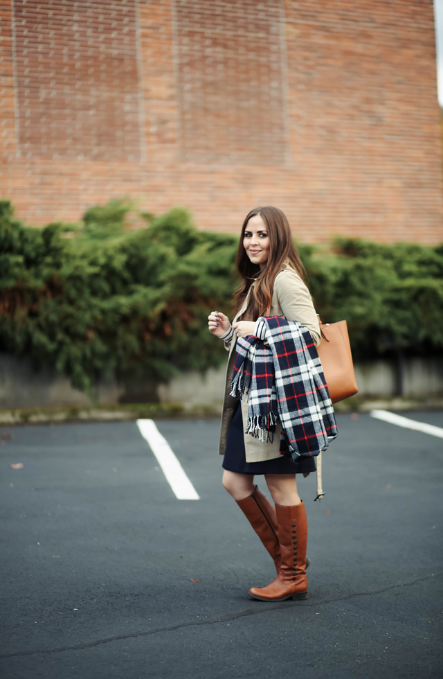 Tory Burch Derby Riding Boot Tory Burch Robinson Tote Oxford Dress New  England Preppy Style Outfit Fall_-2 - SHOP DANDY