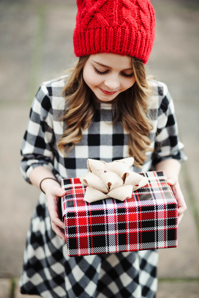 Black and white shop buffalo check dress