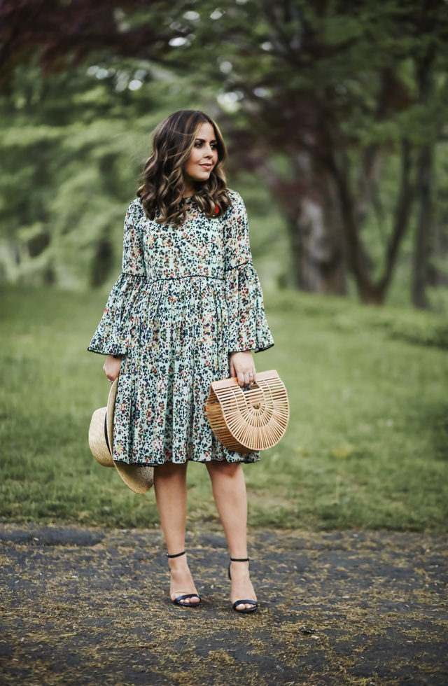 anthropologie blue floral dress