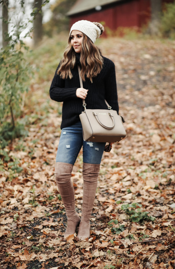 short dress with over the knee boots