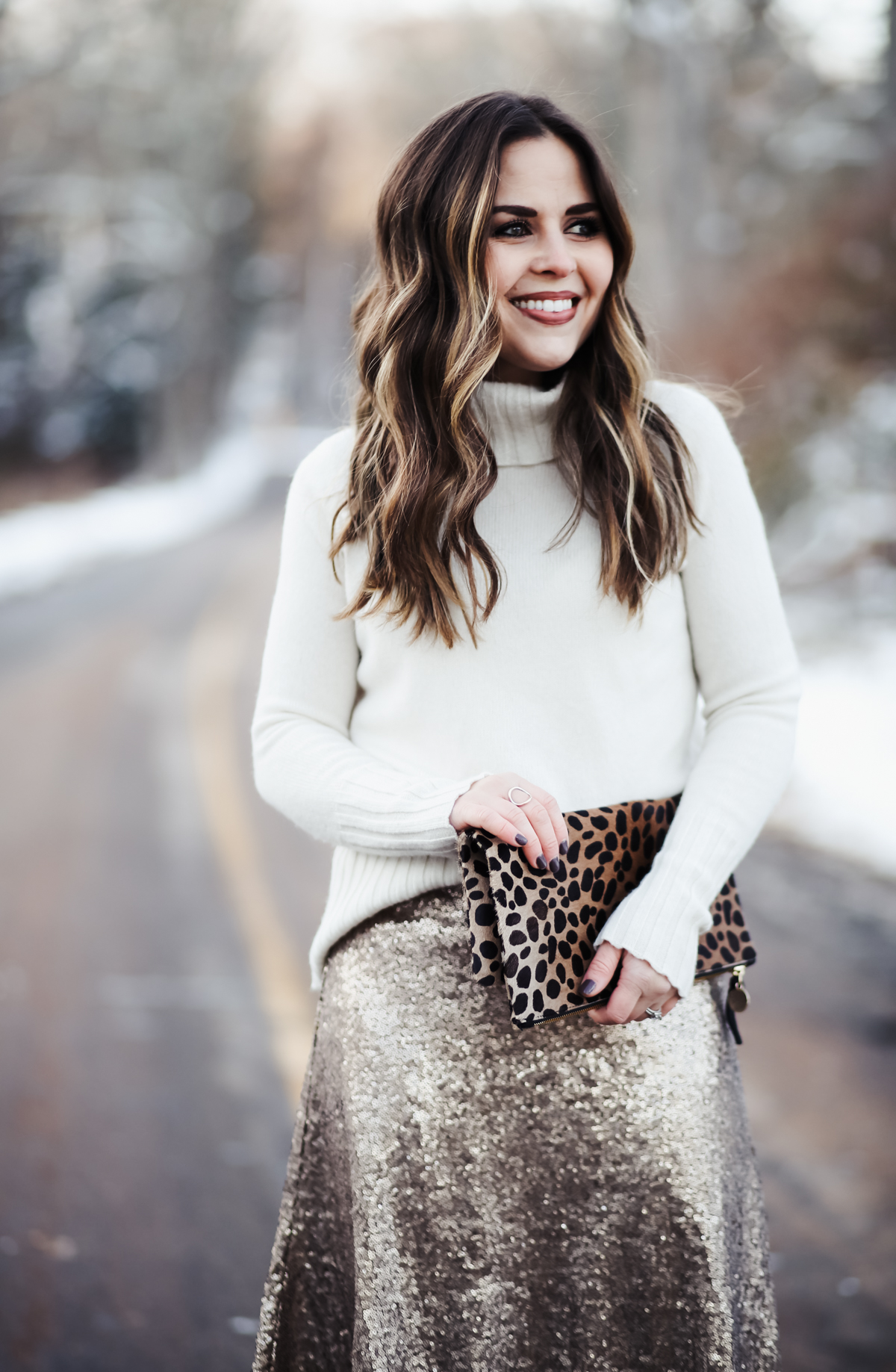 Sequin Skirt In Gold With Turtleneck New Years Eve 9 Dress Cori Lynn