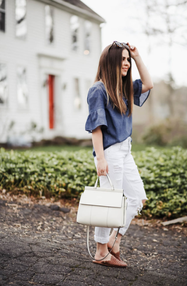 spring favorites: a great pair of white girlfriend jeans. - dress cori lynn