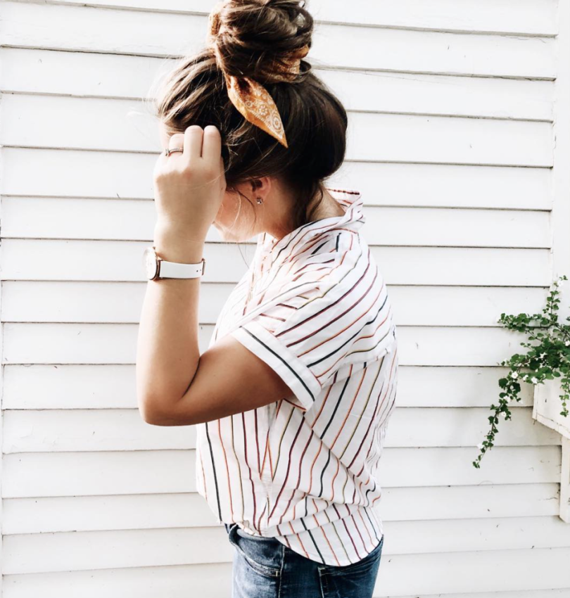 bandana around bun hairstyle