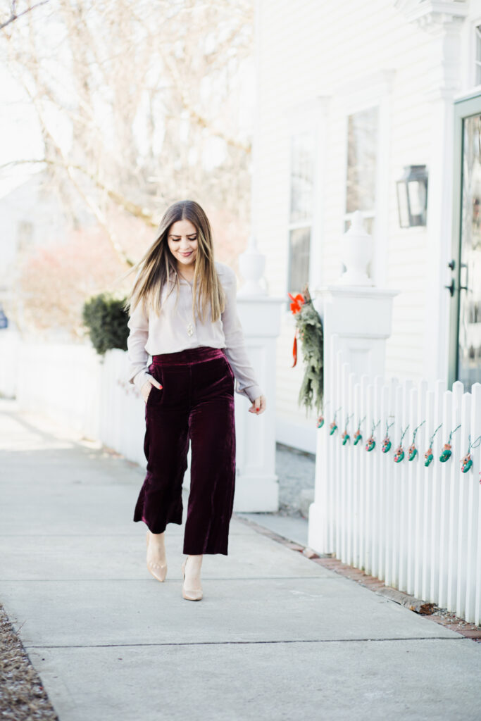 Sequin and Velvet Holiday Pants - Strawberry Chic