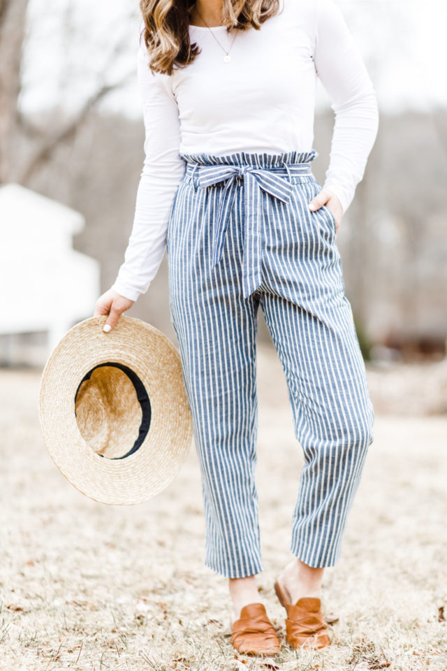 Striped paperbag sales pants